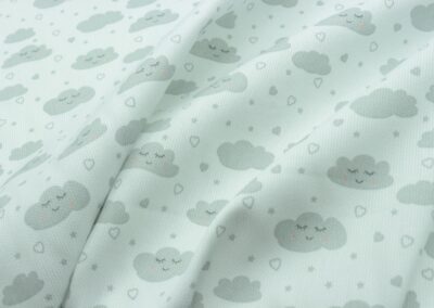 white and green floral textile