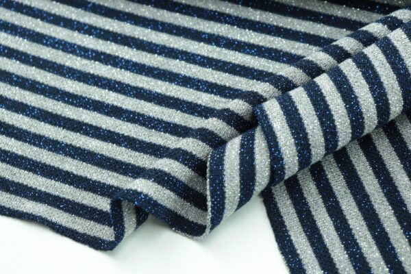 blue and white striped textile