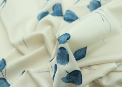 blue and white floral textile